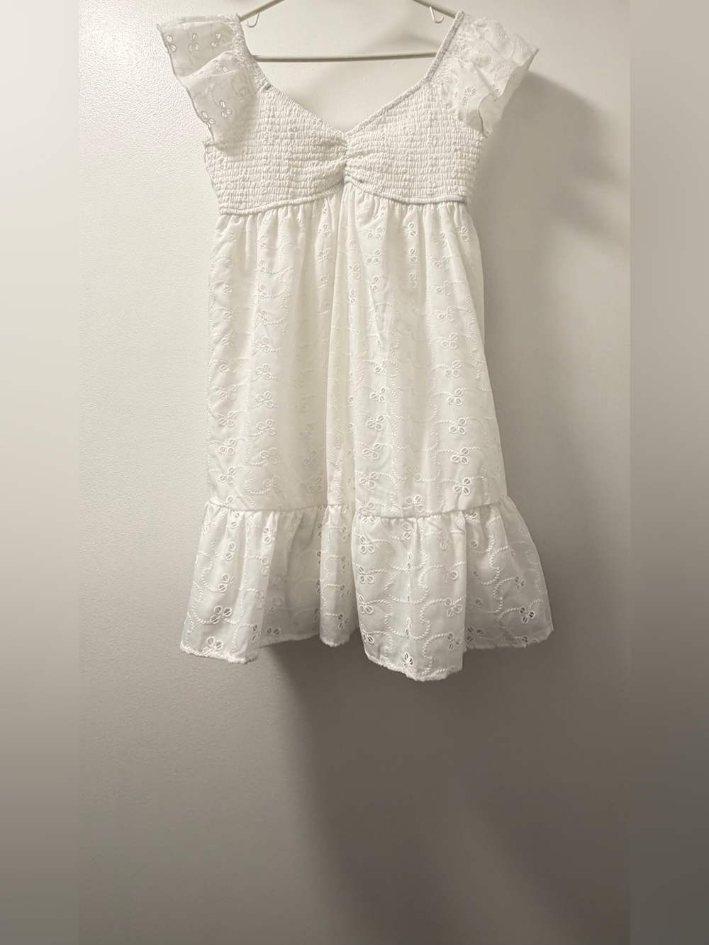 NWT Thirty Thirty White Eyelet Smocked Babydoll Dress M